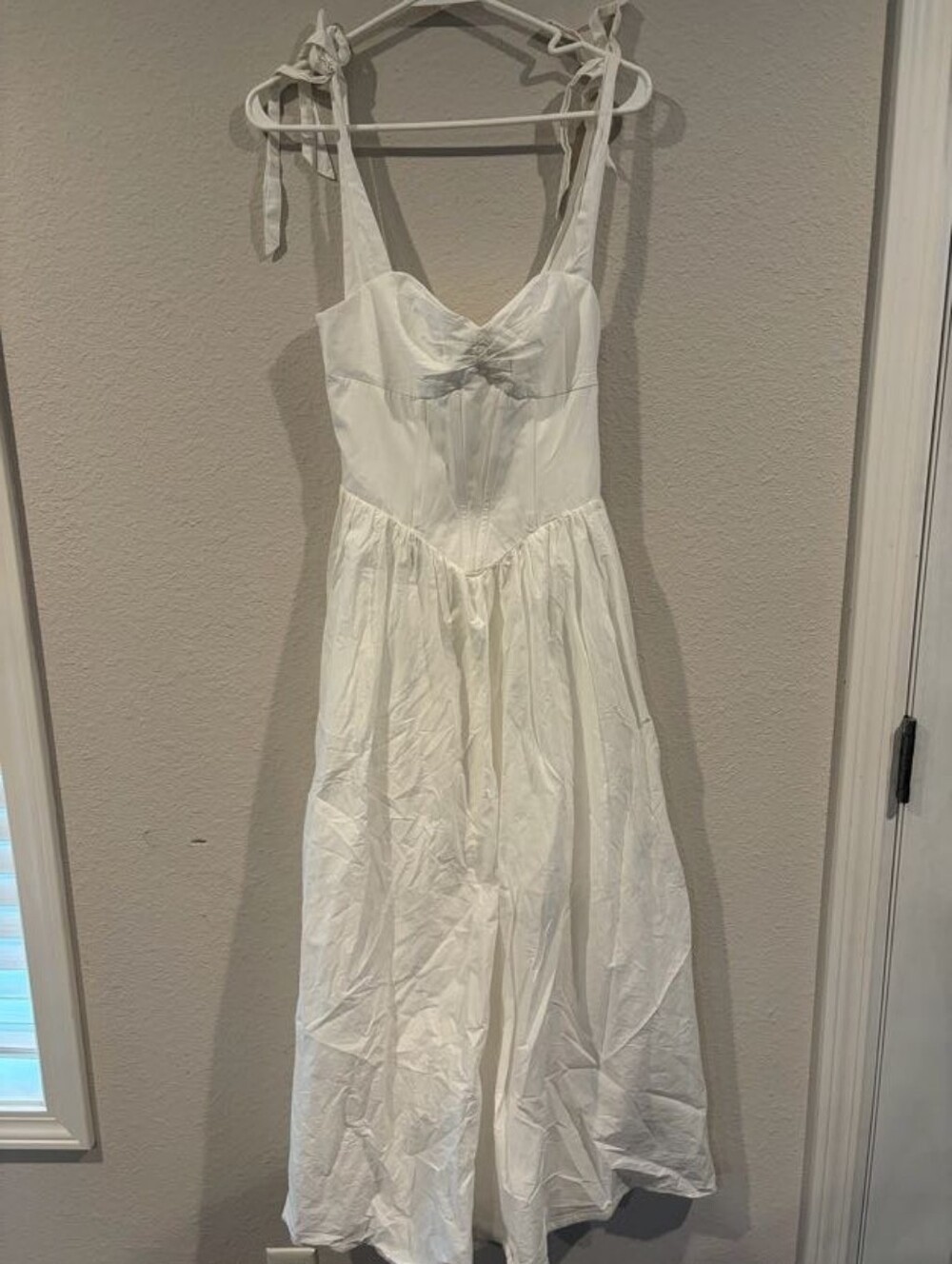 Mika & Gala Lilywhyt Womens Classic Casual White Cotton Midi Pocket Corset Dress